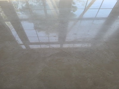 Marble floor cloudy and worn before polishing
