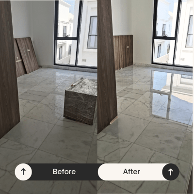 Finished marble floor in a Dubai property after polishing